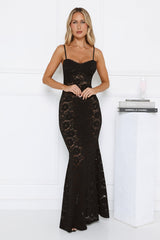 Lace Extraordinaire Sheer Maxi Dress Black