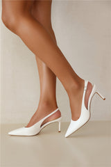 The Harlow Pointed Toe Heels White PU