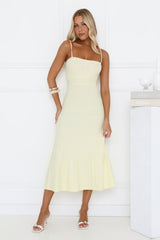 Tennis Club Knit Pleated Midi Dress Yellow