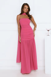 Soirée Glow Strapless Maxi Dress Pink