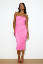 Goals Are Her Mesh Midi Dress Pink