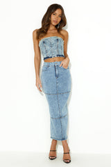 On The Run Denim Midi Skirt Denim