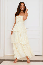 Tranquil Twilight Strapless Maxi Dress Yellow