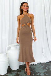 Not So Subtle Midi Dress Brown