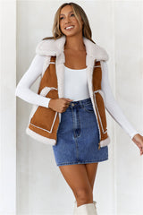 Snow Hut Faux Fur Vest Brown
