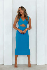 Office Slay Midi Dress Blue