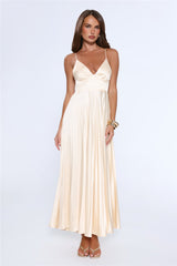 Elegance Found Pleated Maxi Dress Yellow