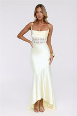 Silker Moments Satin Maxi Dress Yellow