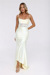 Silker Moments Satin Maxi Dress Yellow