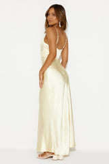 Welcome Spring Satin Maxi Dress Yellow