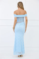 Dewy Delight Lace Maxi Dress Blue