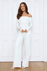 Dreamwave Off Shoulder Knit Top White