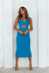 Office Slay Midi Dress Blue