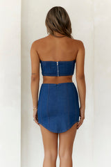 Cowgirl Things Crop Top Blue Denim
