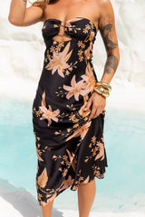 Harvesting Dreams Strapless Satin Maxi Dress Black